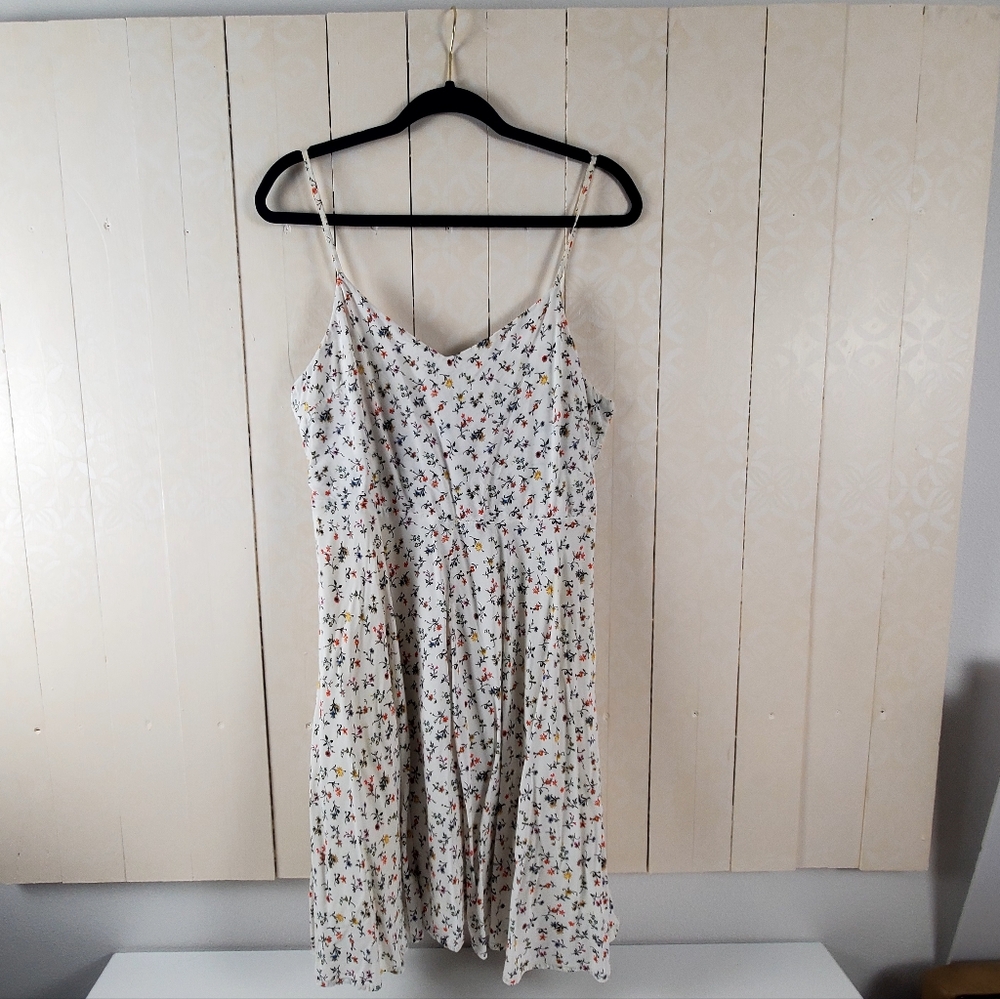 Floral Spaghetti-Strap Summer Dress - Cream with Multicolor Floral Print